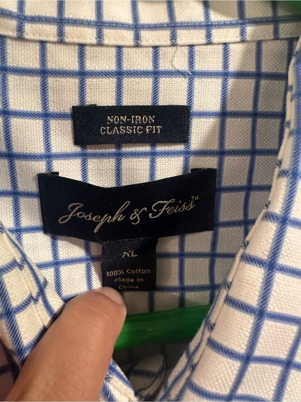Joseph & Feiss Men's Non-Iron Dress Shirt - White & Navy Windowpane Check XL - Picture 2 of 14